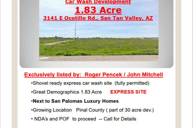 Vacant Land (Entitled Car Wash) San Tan Valley